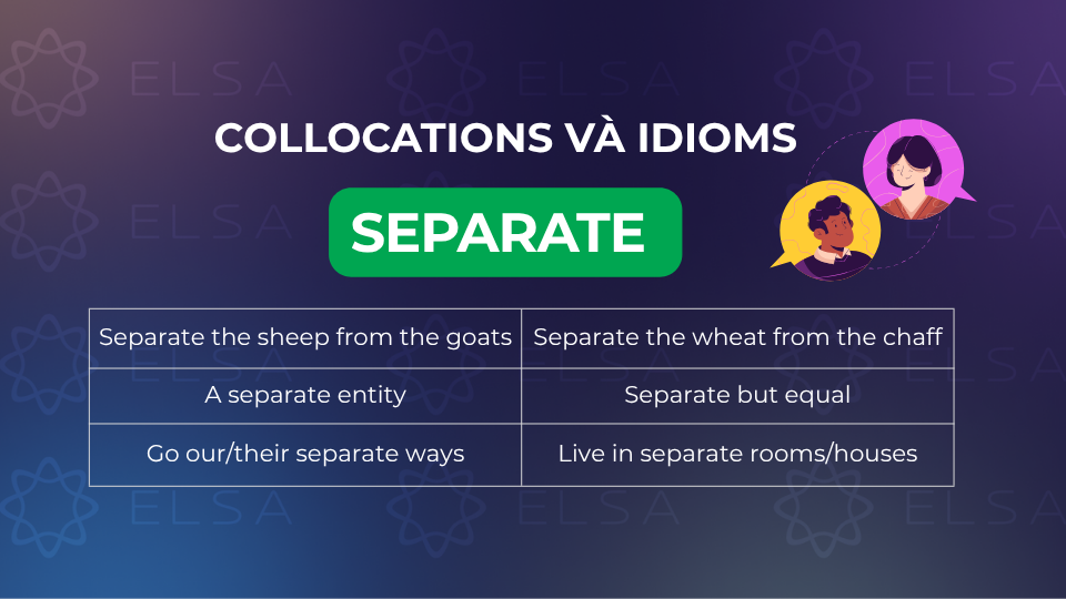 Collocations và idioms thường gặp với separate Collocations và idioms thường gặp với separate