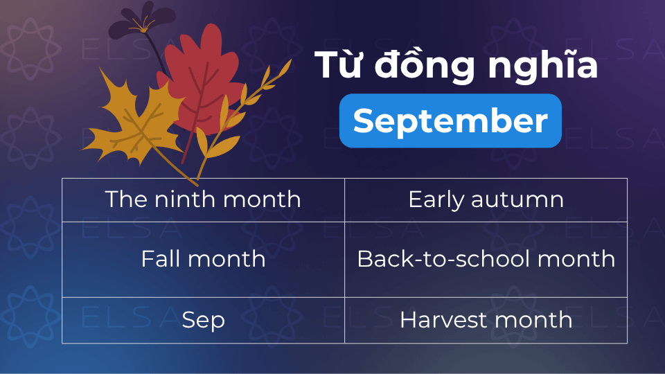 Từ đồng nghĩa với tháng 9 trong tiếng Anh Từ đồng nghĩa với tháng 9 trong tiếng Anh