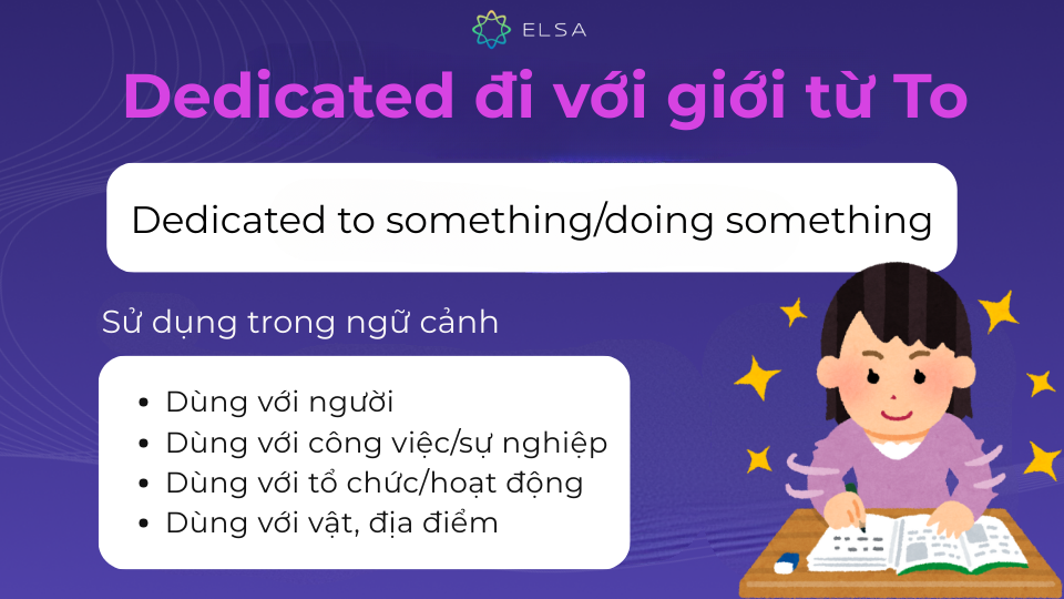 Trong tiếng Anh, Dedicated thường đi với giới từ To