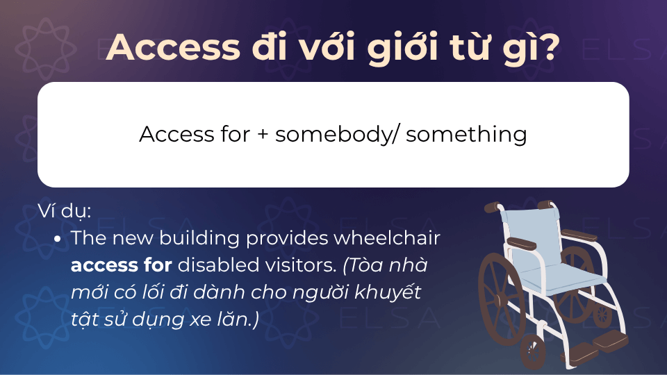 Cấu trúc access for + somebody/ something 