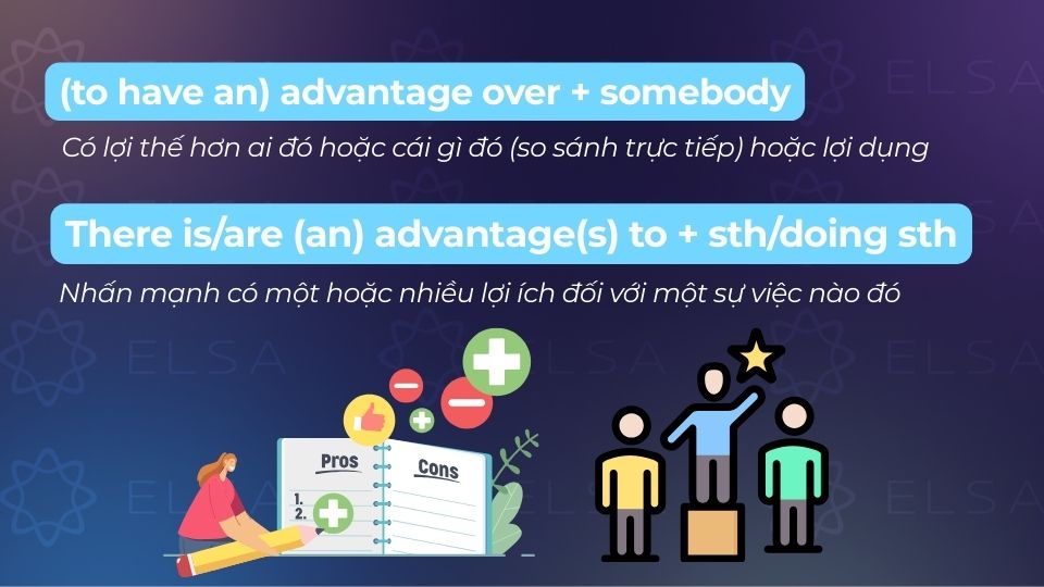 Cấu trúc advantage to và over Cấu trúc advantage to và over