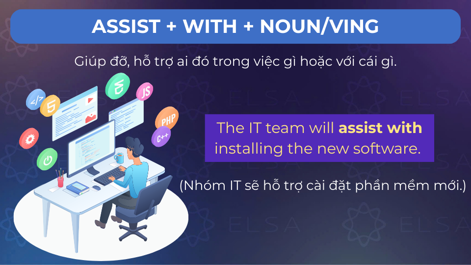 Câu ví dụ assist with