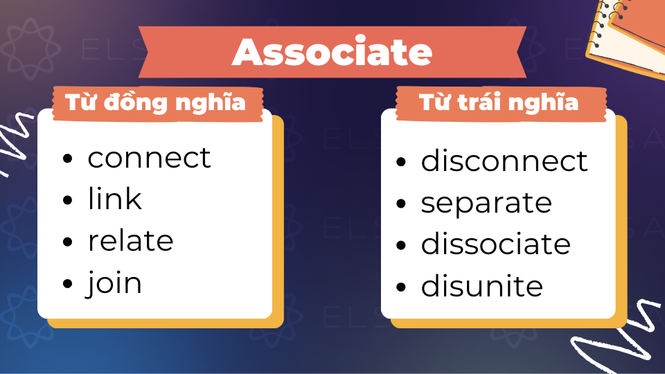 Từ đồng nghĩa và trái nghĩa với associate Từ đồng nghĩa và trái nghĩa với associate