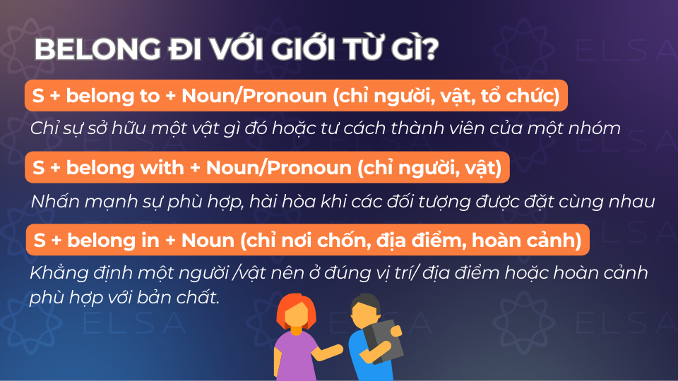 Cấu trúc belong đi với giới từ to, with, in Cấu trúc belong đi với giới từ to, with, in