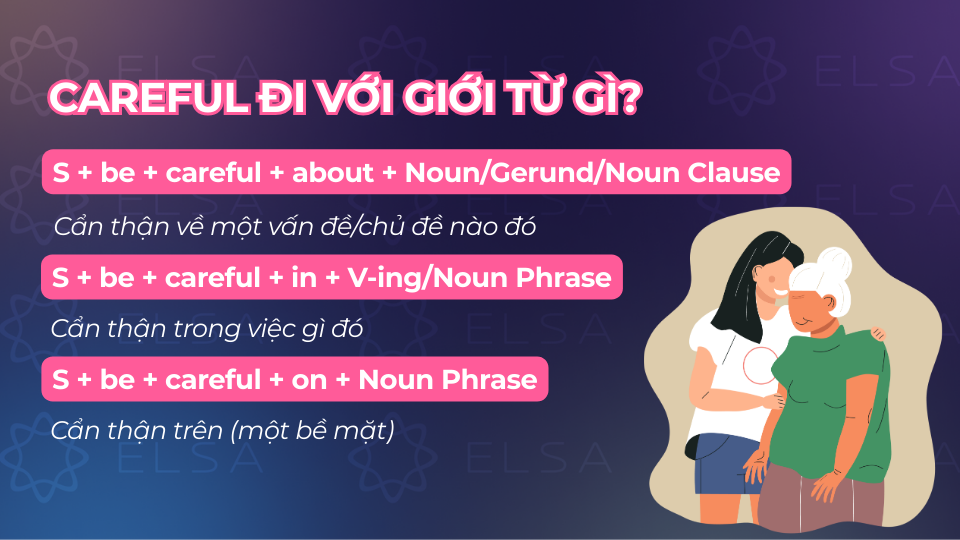 Cấu trúc careful đi với giới từ about, in, on Cấu trúc careful đi với giới từ about, in, on