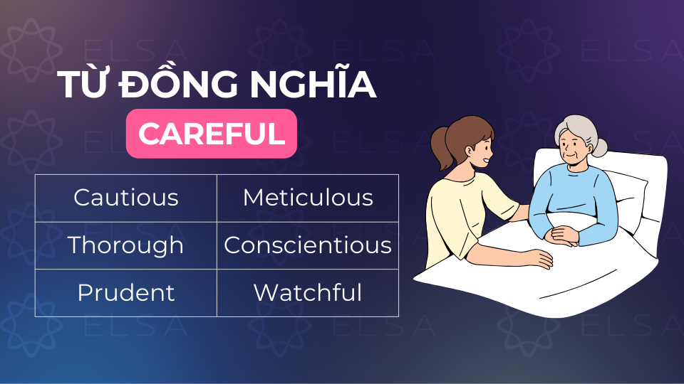 Các từ đồng nghĩa phổ biến với careful Các từ đồng nghĩa phổ biến với careful