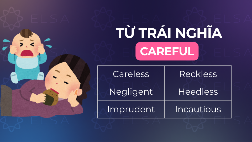 Các từ trái nghĩa với careful Các từ trái nghĩa với careful
