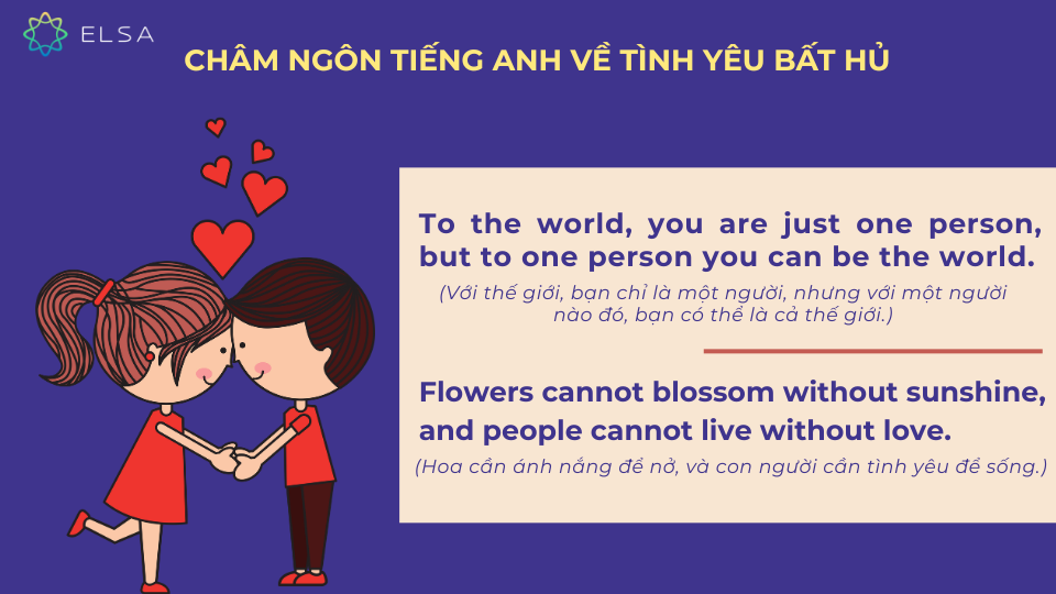 Hai mẫu câu châm ngôn tiếng Anh hay và ý nghĩa về tình yêu Hai mẫu câu châm ngôn tiếng Anh hay và ý nghĩa về tình yêu