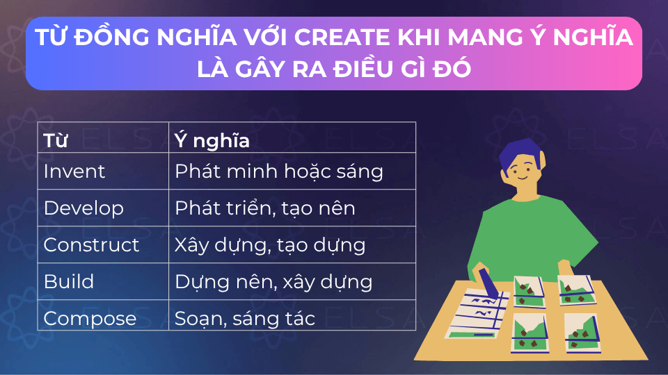 Một số từ đồng nghĩa với create khi mang ý nghĩa là gây ra điều gì đó