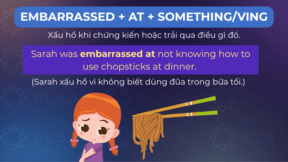 Câu ví dụ embarrassed at