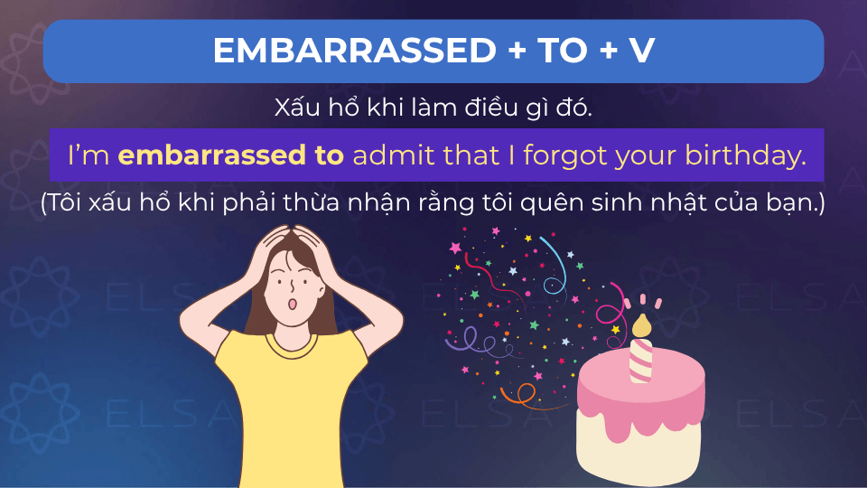 Câu ví dụ embarrassed to