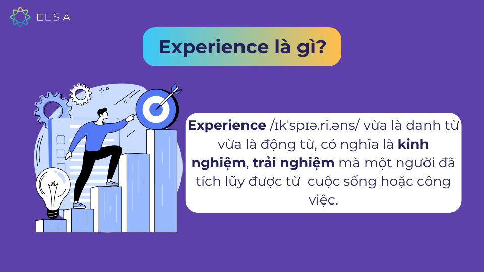 Experience có nghĩa là kinh nghiệm, trải nghiệm