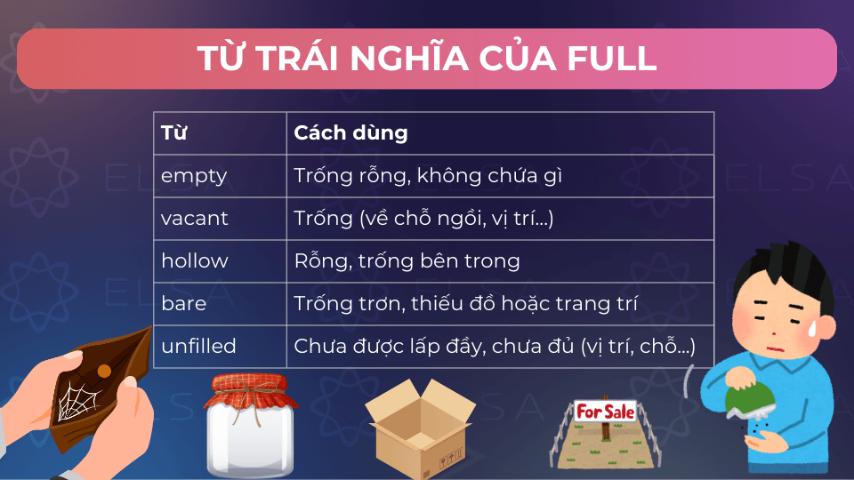 Từ trái nghĩa của full trong tiếng Anh Từ trái nghĩa của full trong tiếng Anh