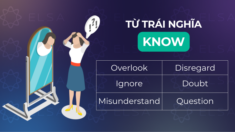 Các từ trái nghĩa thông dụng với know Các từ trái nghĩa thông dụng với know
