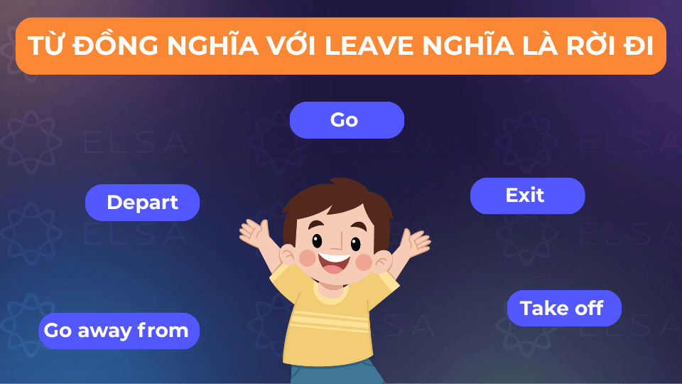 Một số từ đồng nghĩa với leave khi mang ý nghĩa là rời đi