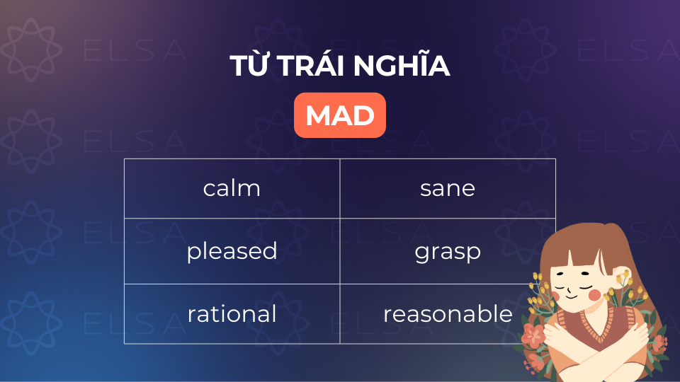 Từ trái nghĩa với mad Từ trái nghĩa với mad