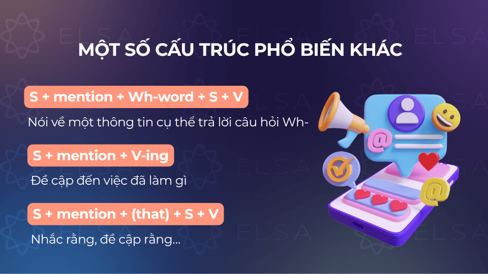 Một số cấu trúc mention phổ biến khác
