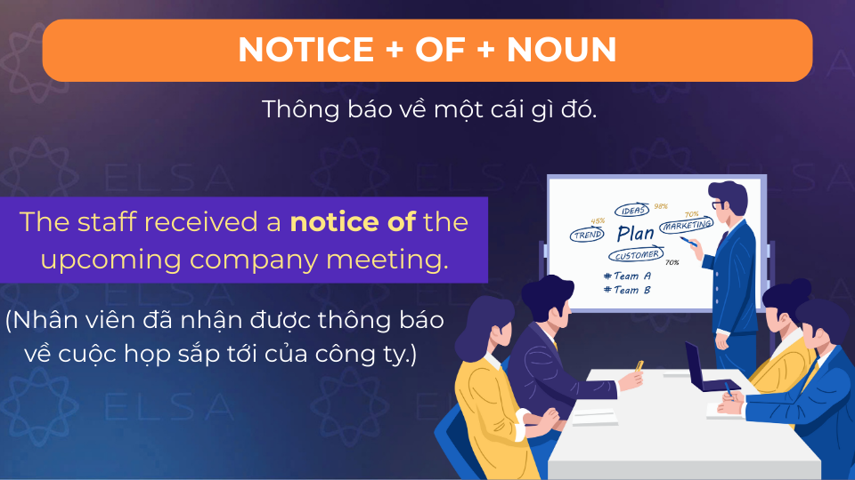 Câu ví dụ notice + of