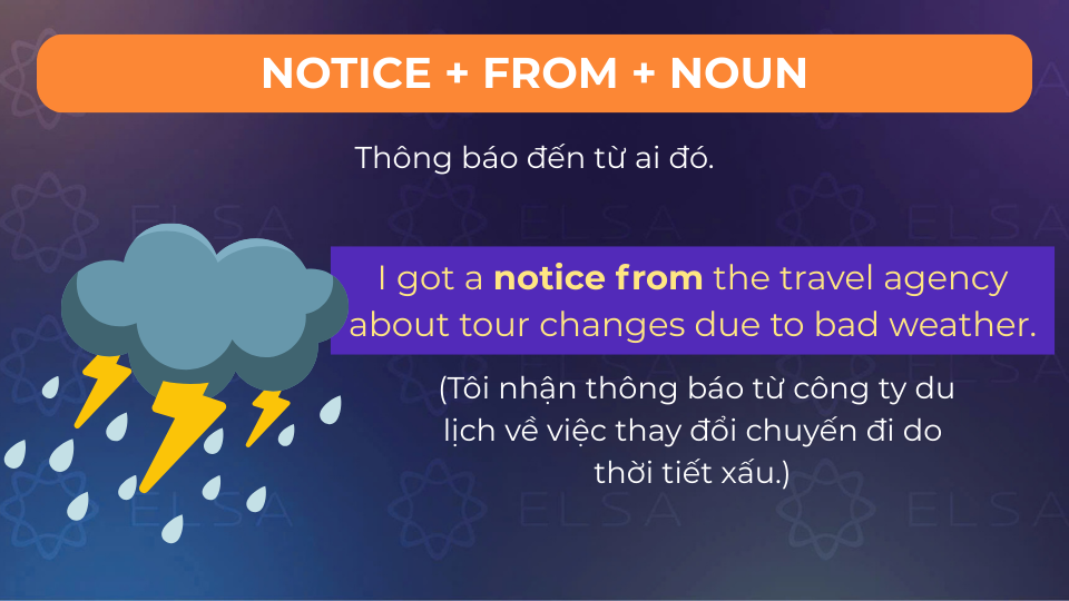Câu ví dụ notice + from