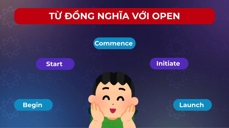Một số từ đồng nghĩa với open