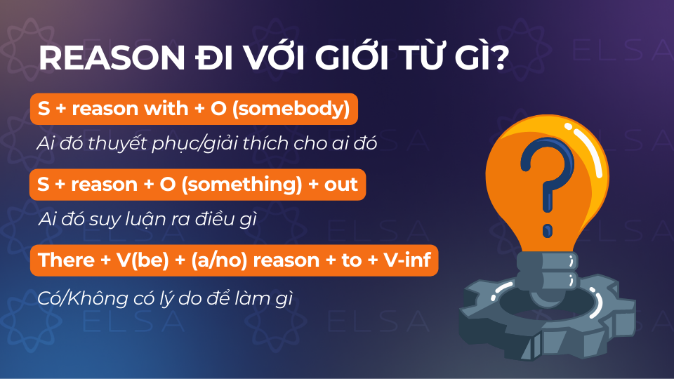 Cấu trúc reason đi với giới từ cho with, out và to Cấu trúc reason đi với giới từ cho with, out và to