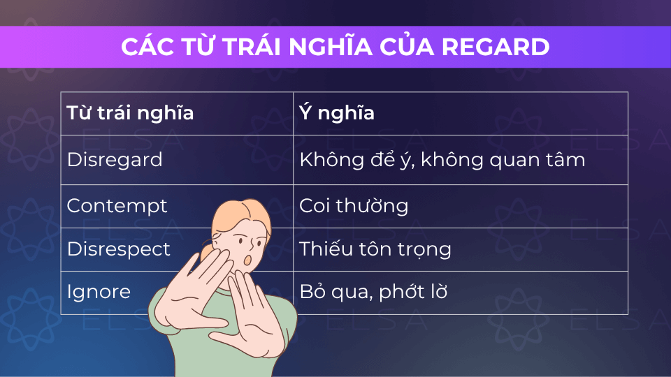 Một số từ trái nghĩa regard