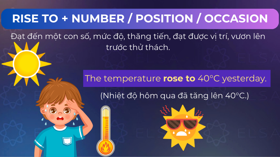 Câu ví dụ rise to