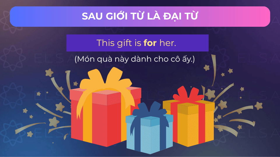 Câu ví dụ sau giới từ là đại từ