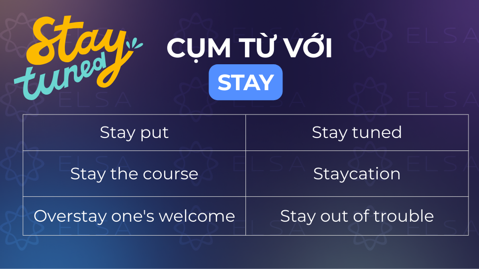 Các cụm từ thông dụng với stay Các cụm từ thông dụng với stay