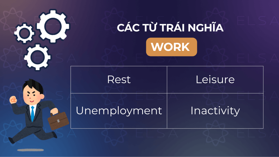 Các từ trái nghĩa với work
