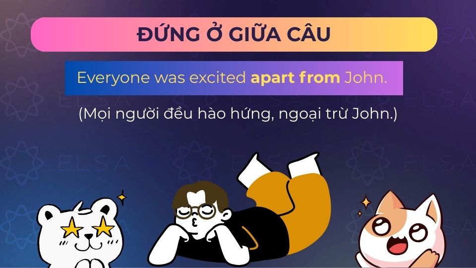 Câu ví dụ apart from đứng giữa câu