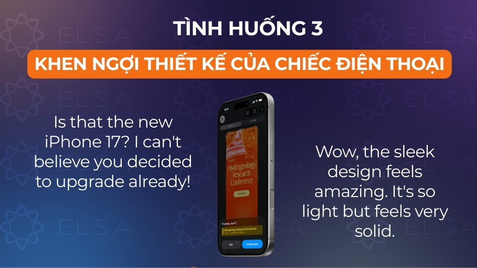 Mẫu hội thoại khen thiết kế iPhone 17