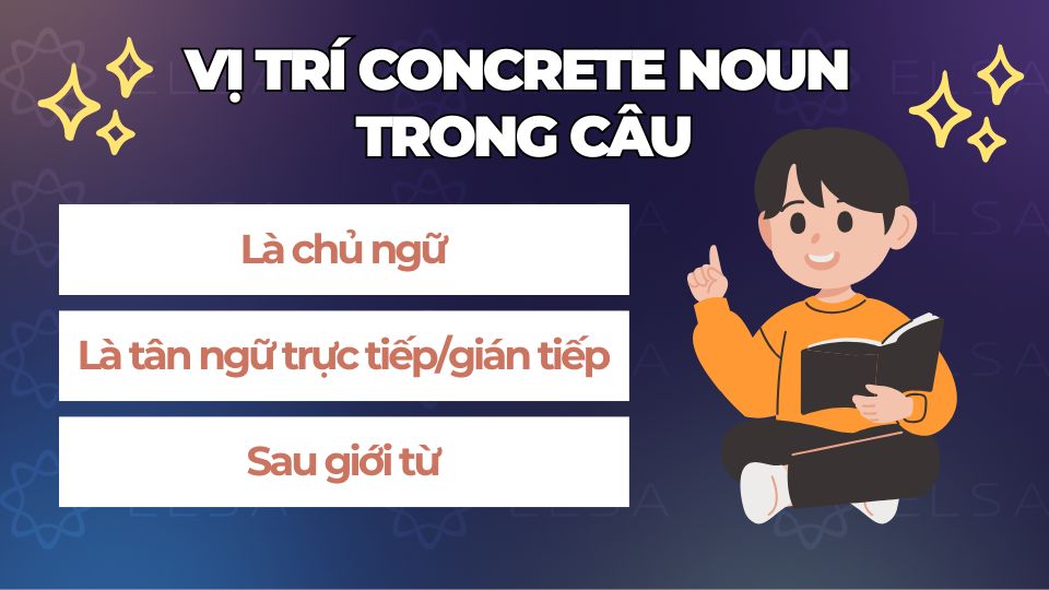 Vị trí của Concrete noun trong câu