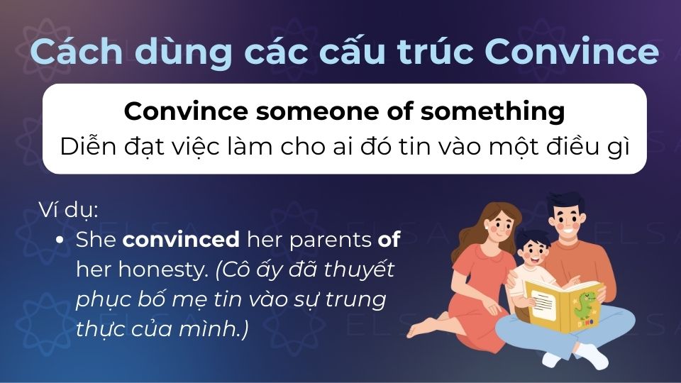 Cấu trúc này dùng để diễn đạt việc làm cho ai đó tin vào một điều gì Cấu trúc này dùng để diễn đạt việc làm cho ai đó tin vào một điều gì