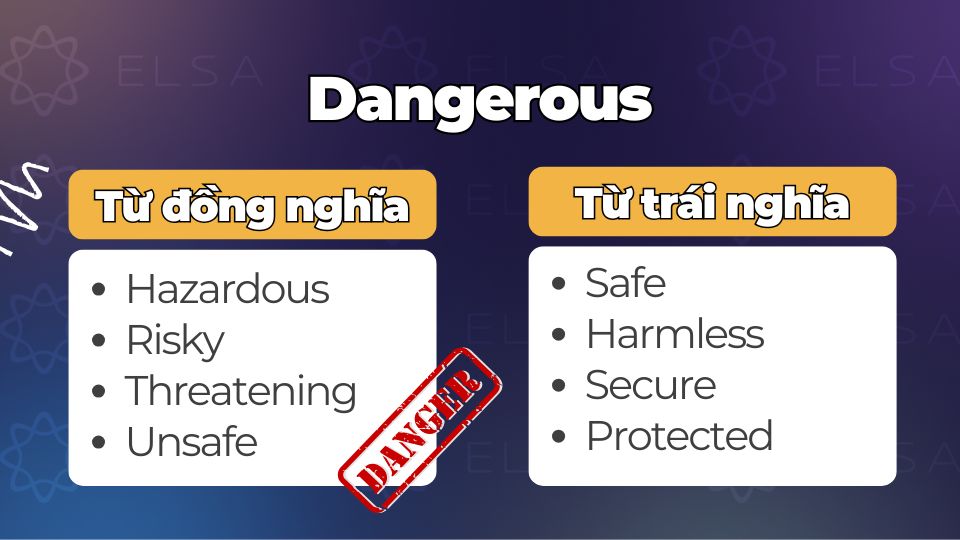 Các từ đồng nghĩa, trái nghĩa với Dangerous Các từ đồng nghĩa, trái nghĩa với Dangerous