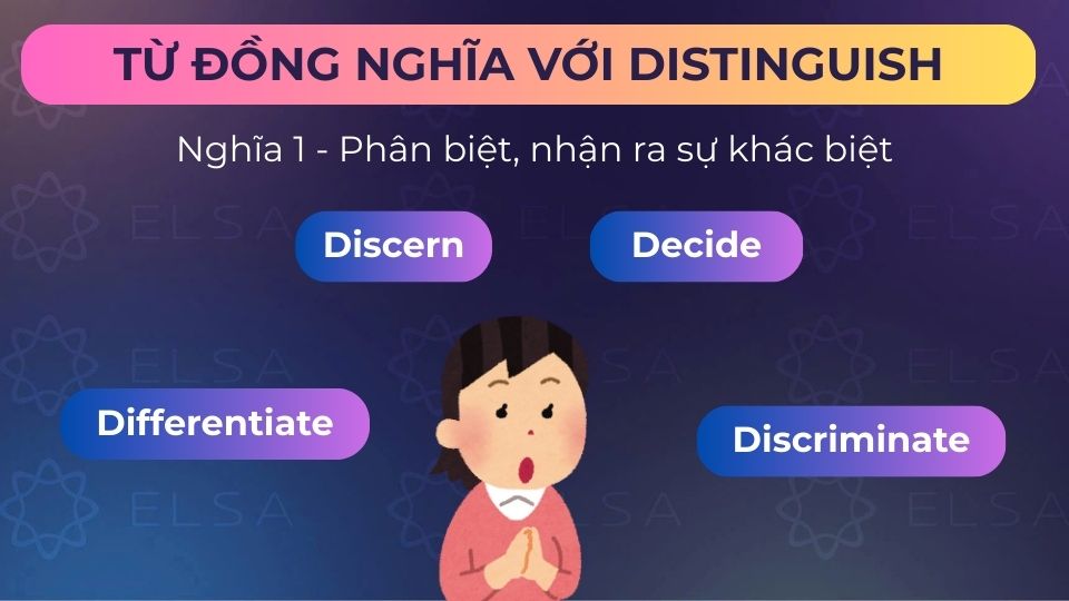 Một số từ đồng nghĩa với distinguish mang nghĩa phân biệt