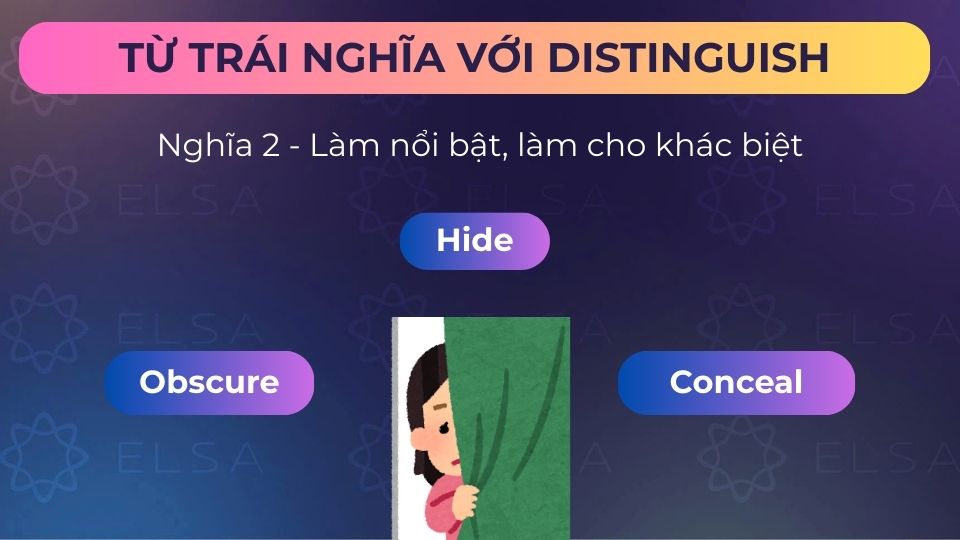 Một số từ trái nghĩa với distinguish mang nghĩa nổi bật