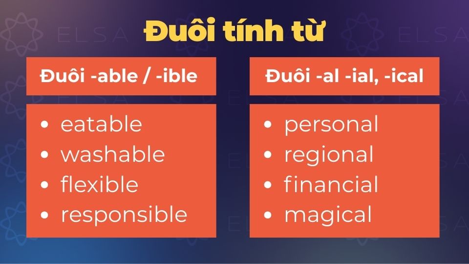 Đuôi -able / -ible và đuôi -al (-al, -ial, -ical) Đuôi -able / -ible và đuôi -al (-al, -ial, -ical)