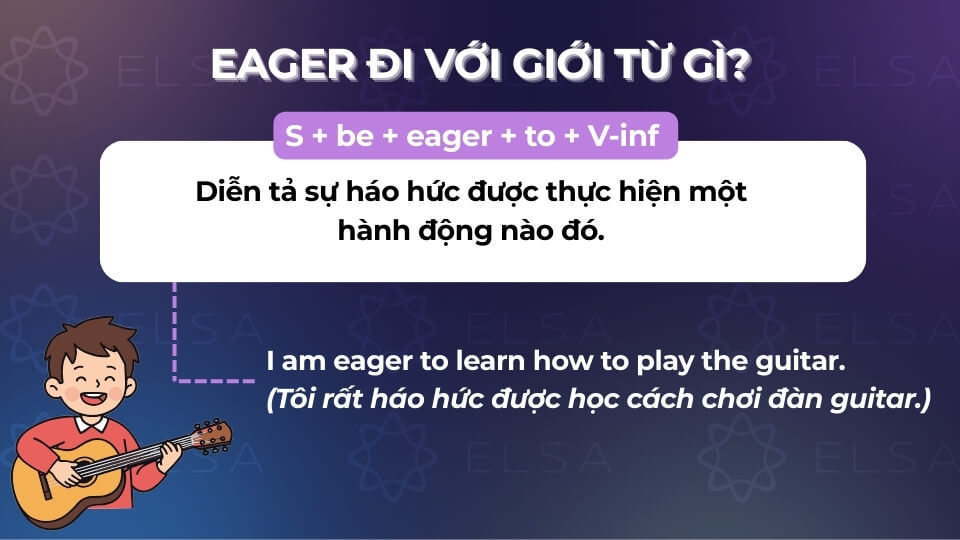 Cấu trúc eager đi với giới từ to