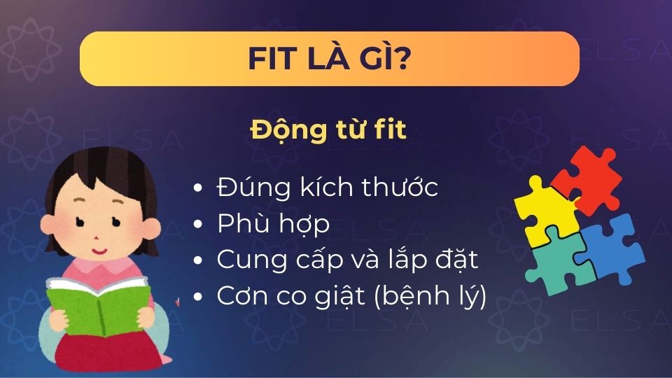 Các nghĩa khi fit là động từ
