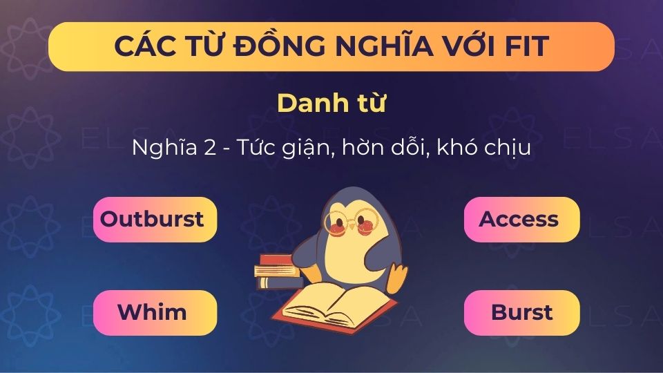 Một số từ đồng nghĩa với fit (danh từ) - nghĩa 2