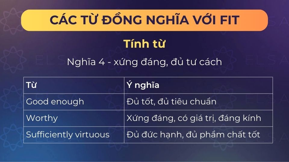 Một số từ đồng nghĩa với fit (tính từ) - nghĩa 4