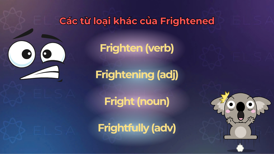 Một số loại từ khác của frightened