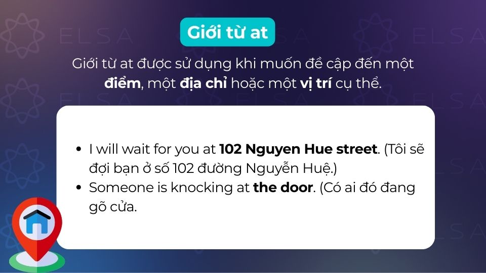 Cách sử dụng giới từ chỉ nơi chốn phổ biến at