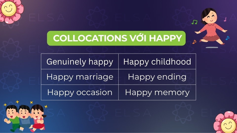 Các collocations với happy thông dụng