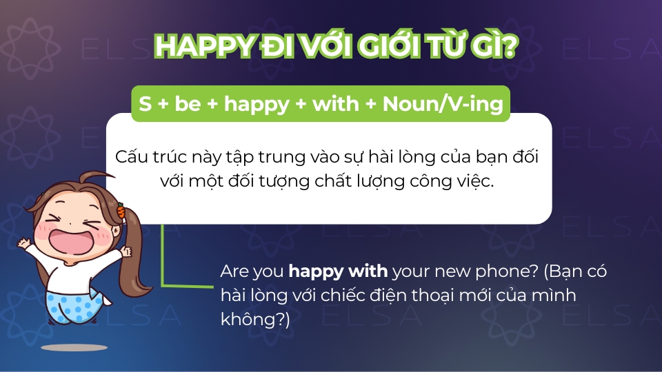Cấu trúc happy đi với giới từ with