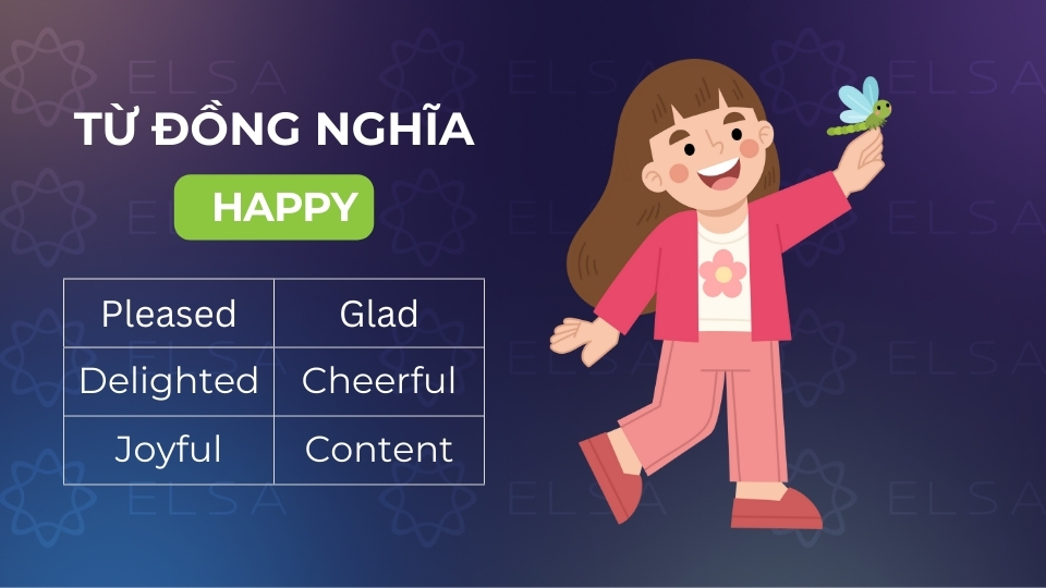 Tổng hợp các từ đồng nghĩa của happy