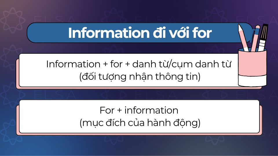 Information đi với for