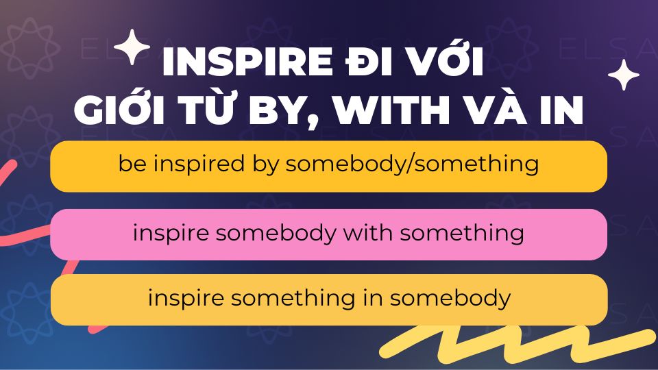 Inspire đi với giới từ by, with và in Inspire đi với giới từ by, with và in
