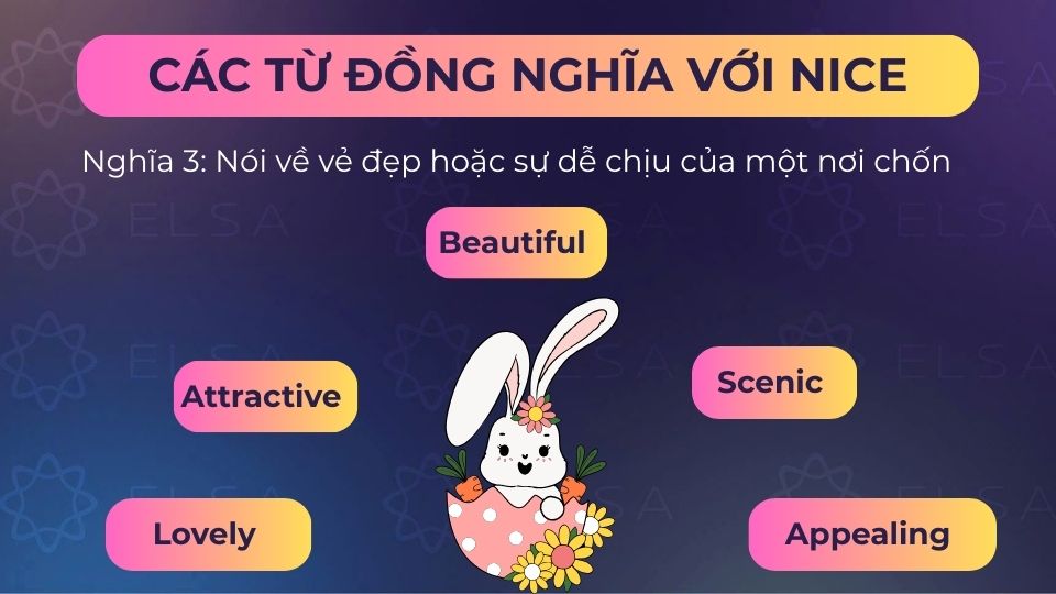 Từ đồng nghĩa nice chỉ vẻ đẹp